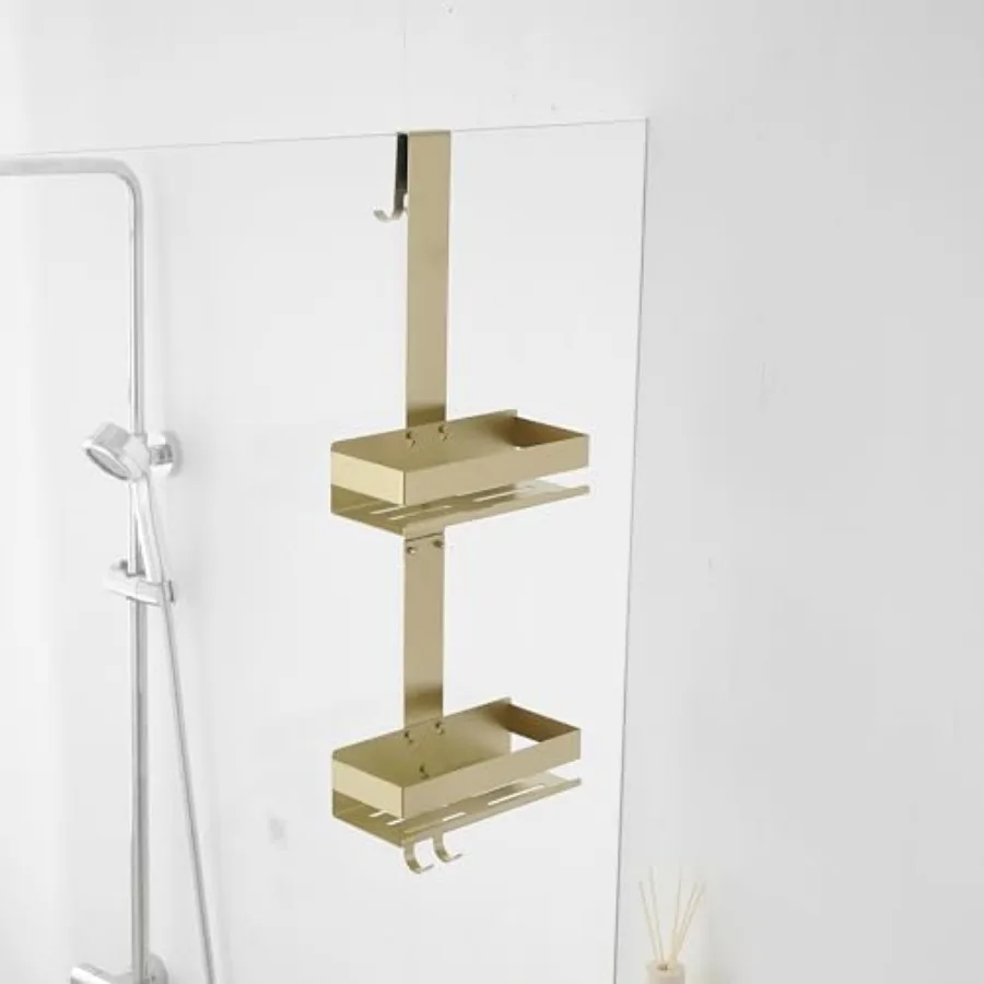 

Shower Caddy Over Shower Door - 2 Tier Hanging Shower Caddy Organizer No Drilling, Shower Storage Shelf for Indoor Shower, Bath