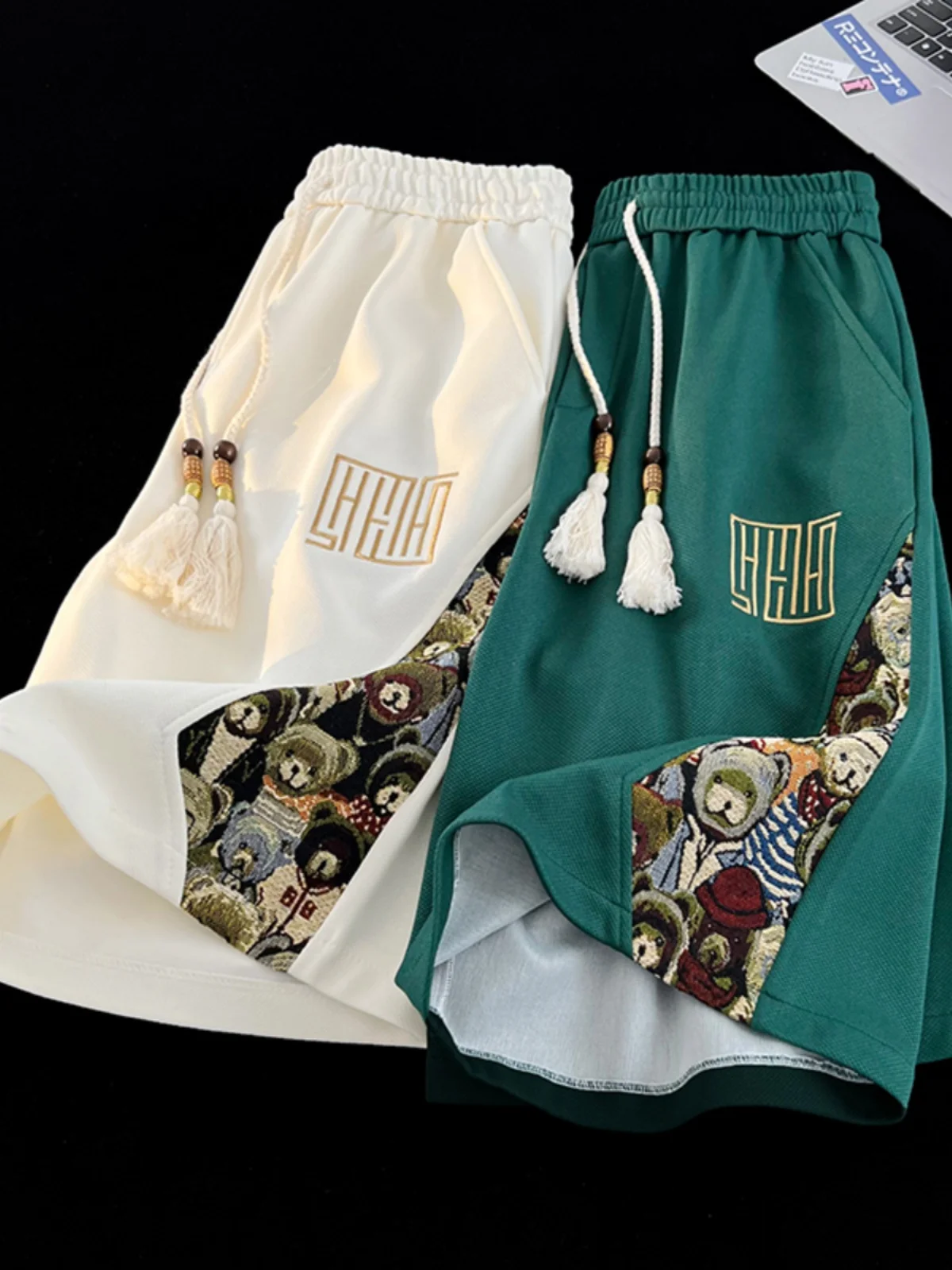 

Bear Embroidery Loose Men's orts Casual Summer Outdoor Wear Five-Quarter Length Faionable Chinese Sle Sports Pants