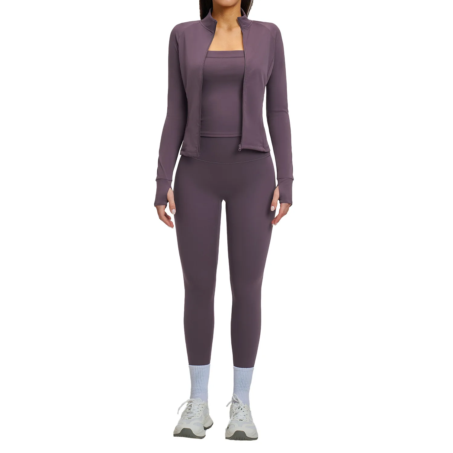 

Maxdutti Fitness Set, Brushed Zipper, Casual Set, Women's Outdoor Cycling And Running Three Piece Set New Two Piece Set Women's