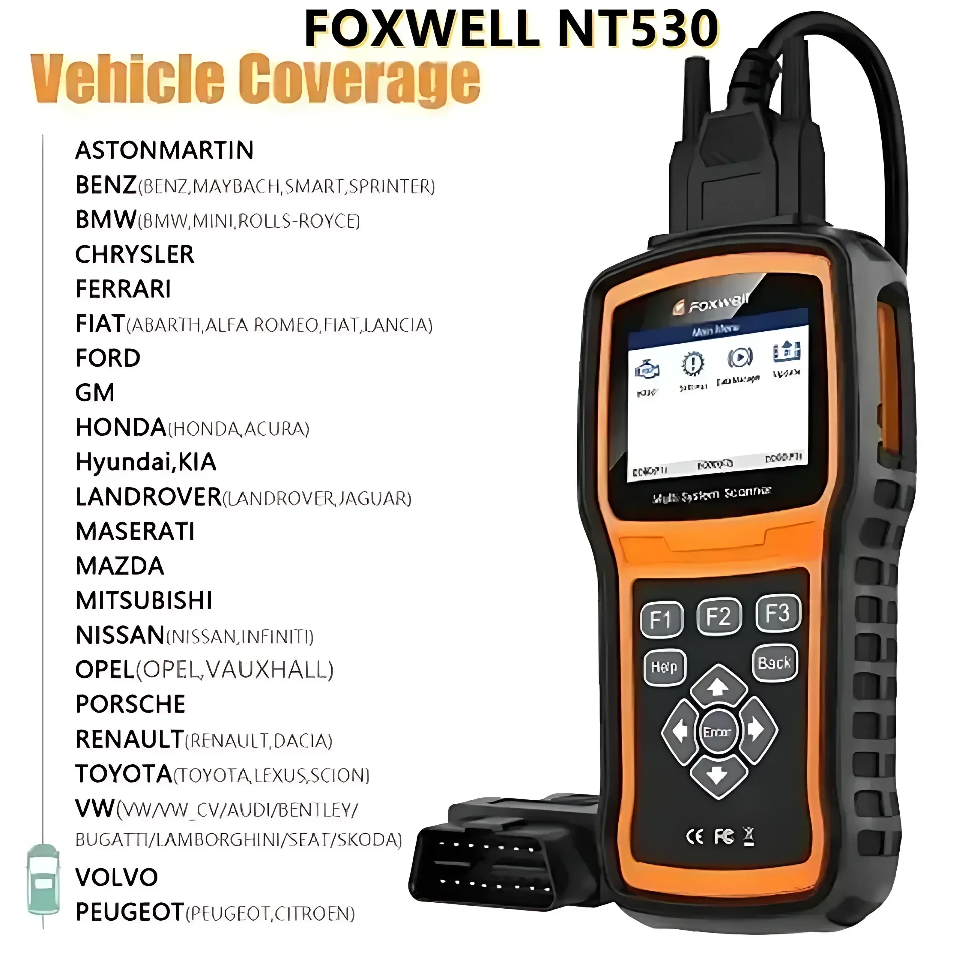 Foxwell NT530 Plus WIFI Universal Car OBD2 Scanner Auto Scanner Diagnostic Tool Oil, ABS, EPB Code Reader SRS Airbag Diagnostic