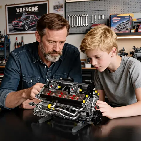 1409pcs building blocks, mechanical series V8 V12 engine assembly DIY children adult assembly toys