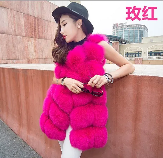 2023 Splicing Autumn and Winter Fox Fur Vest Imitation Fur Vest Women's Special Offer Medium and Long Fur Jacket Wholesale
