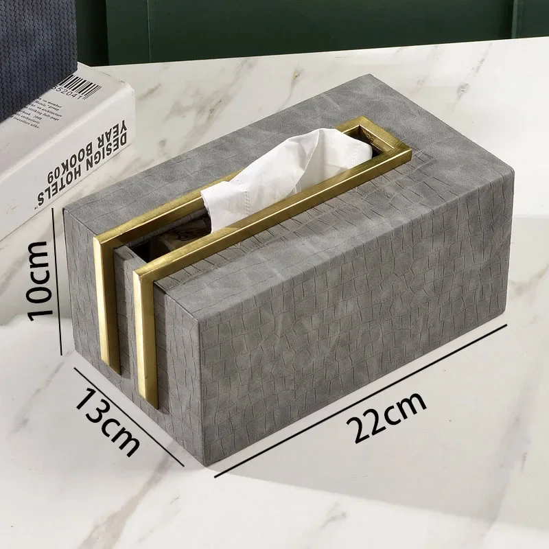 European Leather Tissue Box Modern Desktop Pumping Boxes Texture Bedroom Tissues Organizer Creative Home Decoration Ornaments