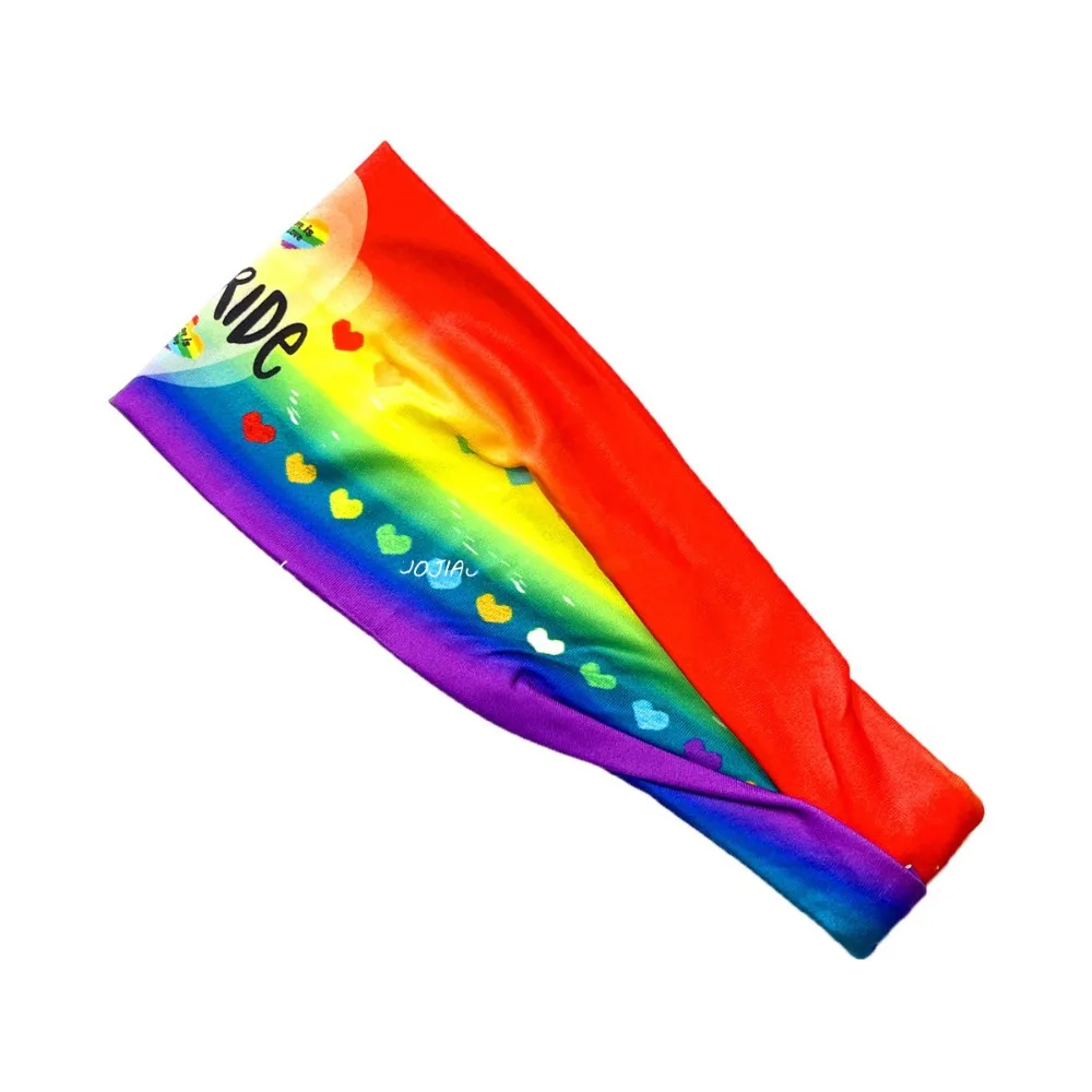 Parade Rainbow Elastic Headband Soft Breathable Rainbow Headband Sweat Absorbing Yoga Sports Hairband Sports Hairband Girls