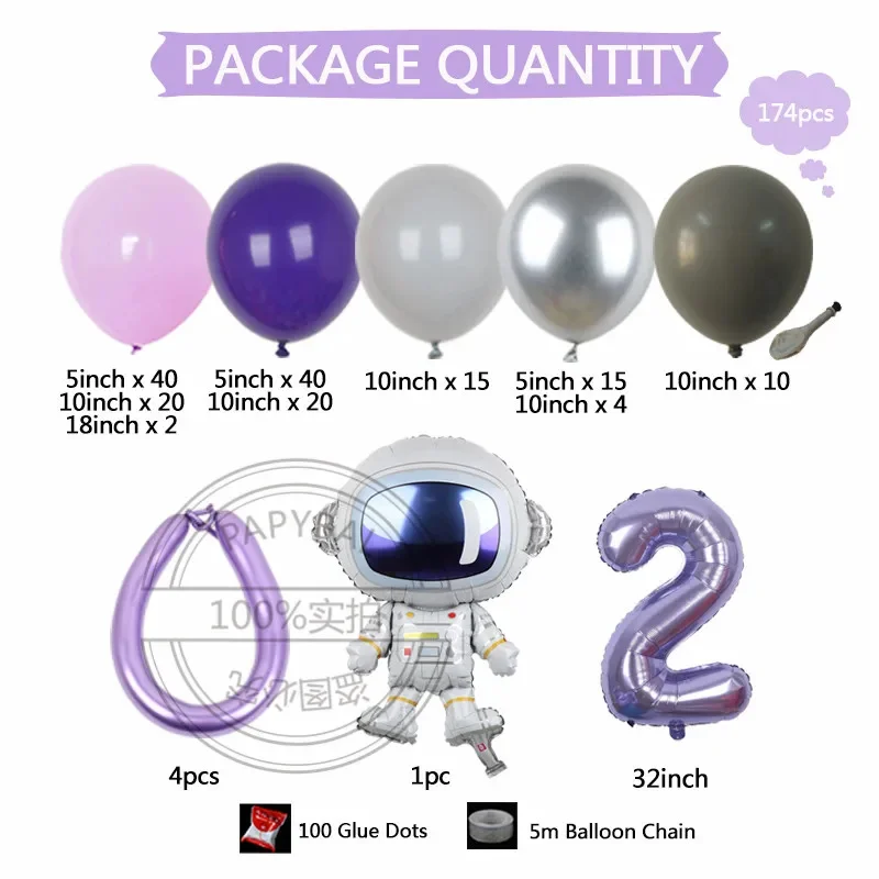 174pcs Space Astronaut palloncini in alluminio Rocket 32 pollici numero elio Globos decorazioni per feste di compleanno giocattolo per bambini Baby