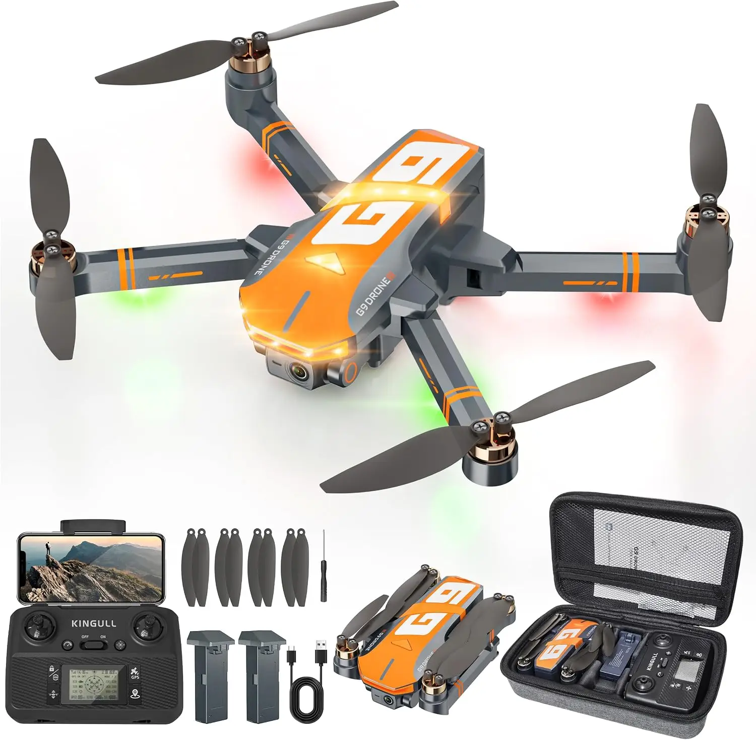 GPS Drones 4K Camera Adults Brushless Motor Follow Me Mode Long Flight Time Distance 5G FPV Transmission Auto Return Foldable RC