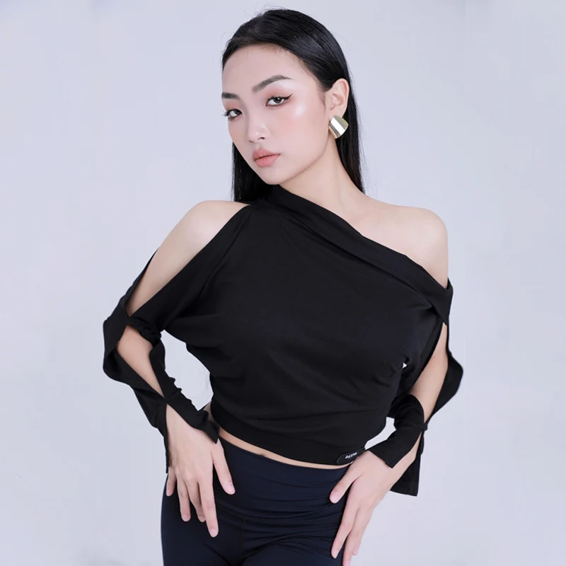 Sexy Latin Dance Tops For Women Off Shoulder Shirts New Chacha Samba Tango Rumba Practice Clothes Adult Latin Competition Wear