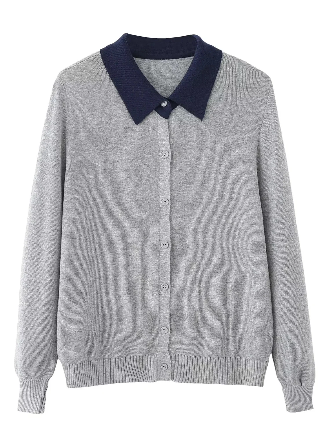 

Свободный вязаный свитер American Sle Long Sve, женский открытый кардиган на одной пуговице, верхний цвет, блузка с воротником, повседневная осенняя одежда