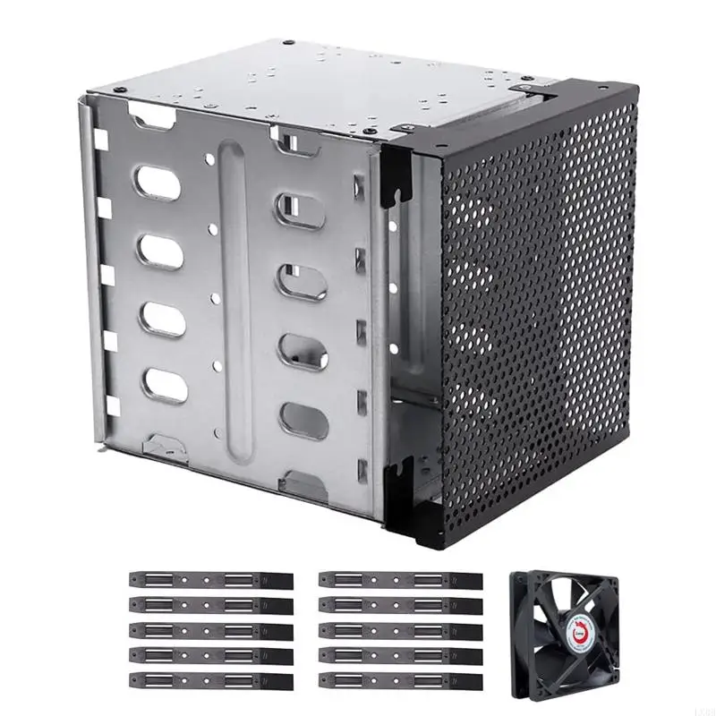 LX0B HDD Cage Rack, Hard Driver Tray with Fan Space Hard Cage Adapter Bracket