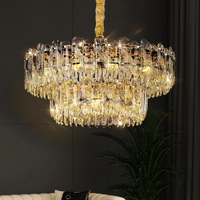 Light Luxury Crystal Chandelier Living Room Light Simple Modern Atmosphere Master Bedroom LED New Dining Room Lighting Lamps