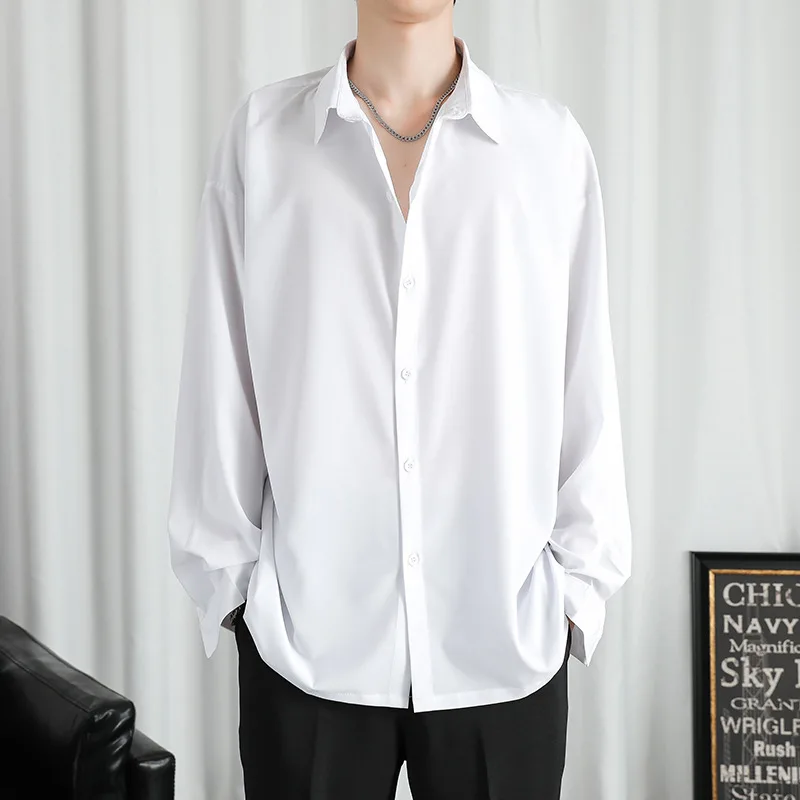 

Shirt Men Solid Long sleeved Shirt For Men Korean Fashion Shirts Comfortable Blouses Casual Loose Classic Single Breasted Shirt