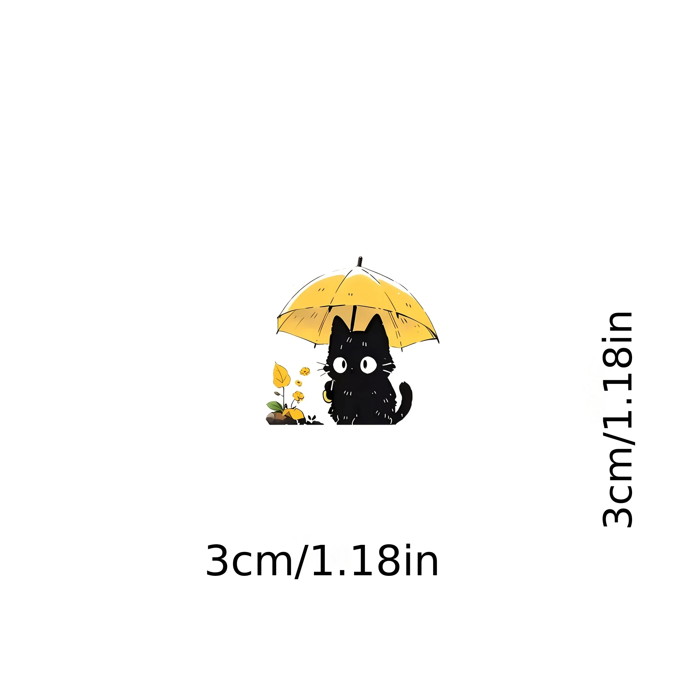 2pcs Black Cat With Umbrella Yellow Flower Waterproof Vinyl Stickers Decals Car Mirror Motorcycle Laptop Window Smooth Surfaces