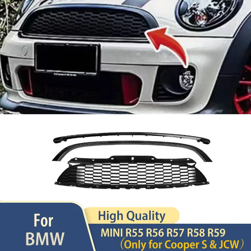 

For BMW MINI R55 R56 R57 R58 R59 (Only for Cooper S & JCW) Car Front Grill Trim Accessories Car External Grille Mesh Body Kits