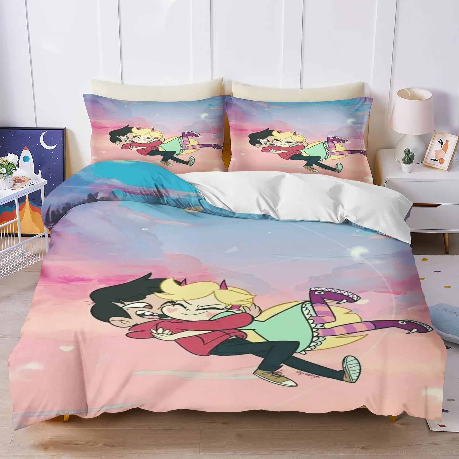 Star Butterfly Princess Anime 100% Polyester Bedding Set Duvet Cover Set Printed Cartoon Home Decor