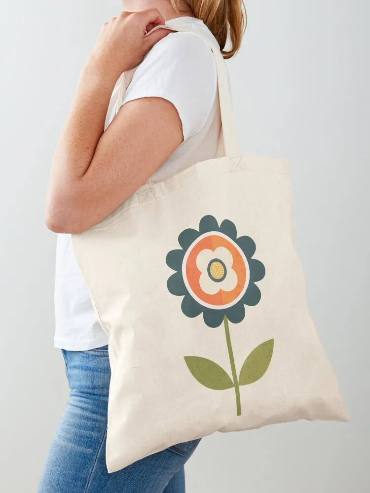 Retro Daisy - Orange and Cream Tote Bag shopper bags cloth bag woman shopping cart bags