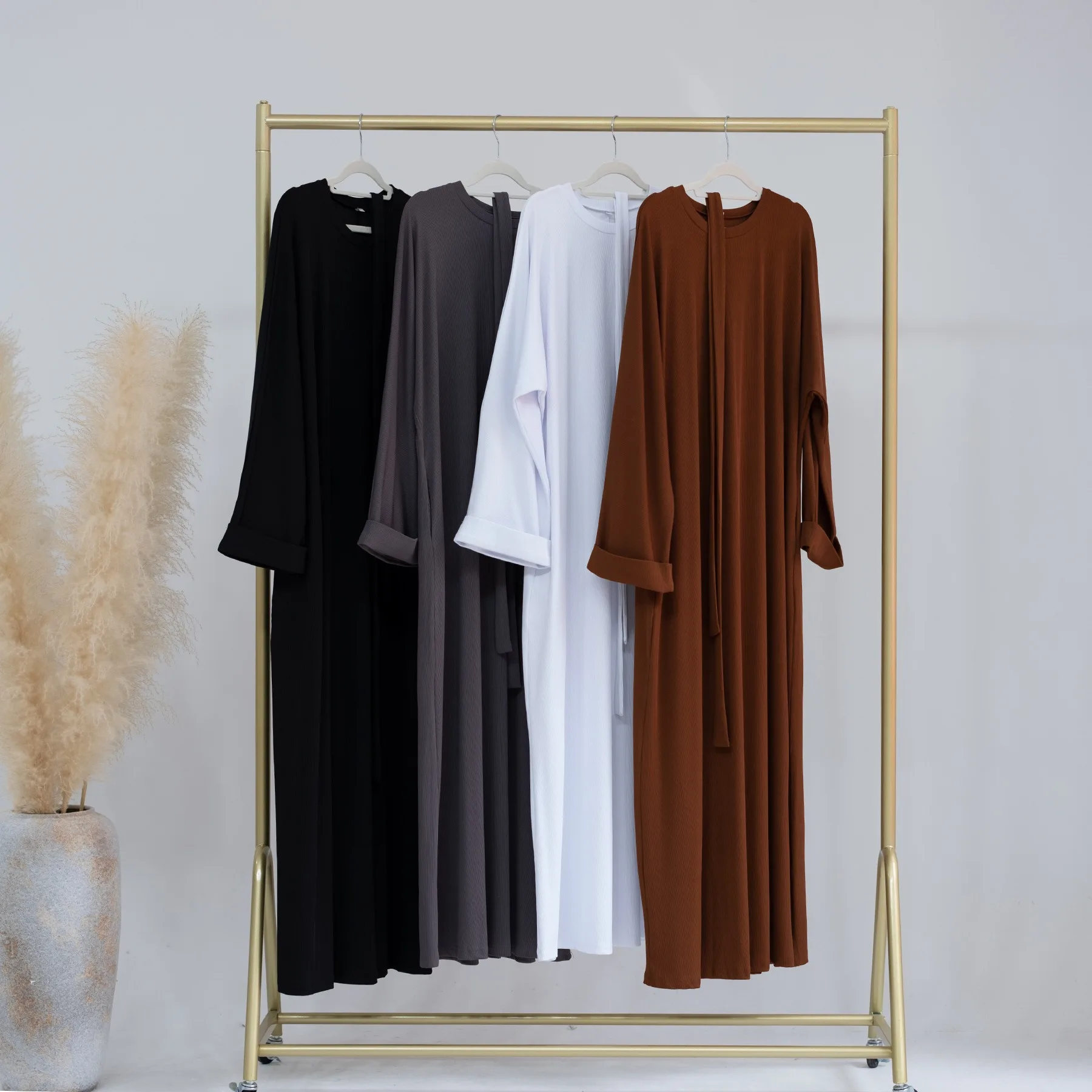 Corduroy Abaya Winter Thick Warm Ramadan Islamic Clothing High Quality Muslim Women\'s Long Sleeve Dress MU-657