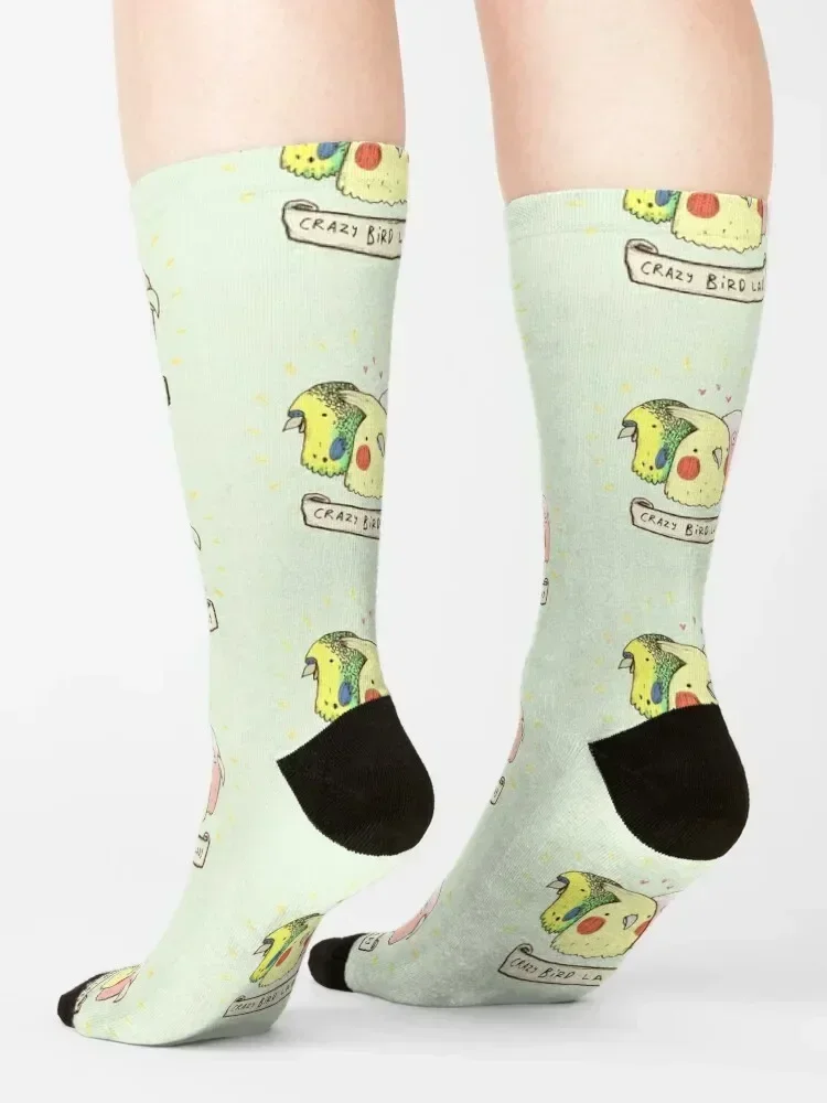 Crazy Bird Lady Socks funny gifts cotton sports and leisure cartoon Women Socks Men's