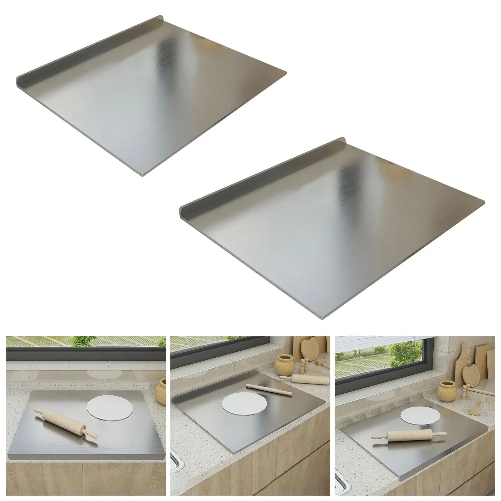Stainless Steel Large Chopping Board Easy Clean Reversible Meat Cutting Board for Commercial Kitchen Use