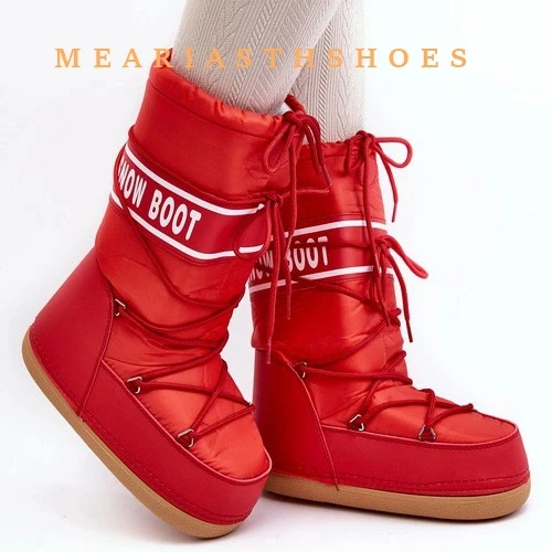 

Winter platform Snow Boots Women Mid-calf Boots Cold-proof Antiskid Thicken Waterproof Thick Platform Space Ski Boots Size 35-42