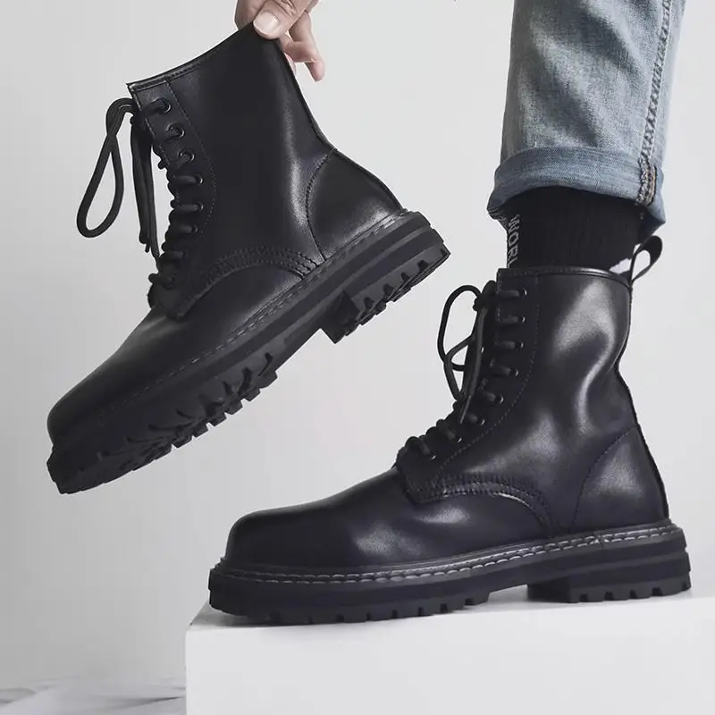 البريطانية الأسود فارس الإنترنت المشاهير Ins الأدوات الجلدية قاطرة تنوعا المخملية وسيم عالية الجودة العصرية أحذية رجالي #1