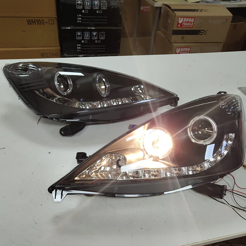 For HONDA FIT JAZZ LED Angel Eyes Headlight Front Lamps 2009 2010 Year SN