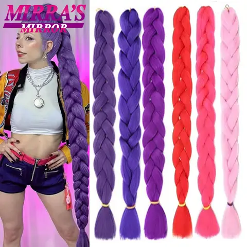 41 Inch Long Jumbo Braiding Hair Purple Synthetic Braids Hair Extensions Pink Blue Ombre Hair For Box Braid Support Wholesale