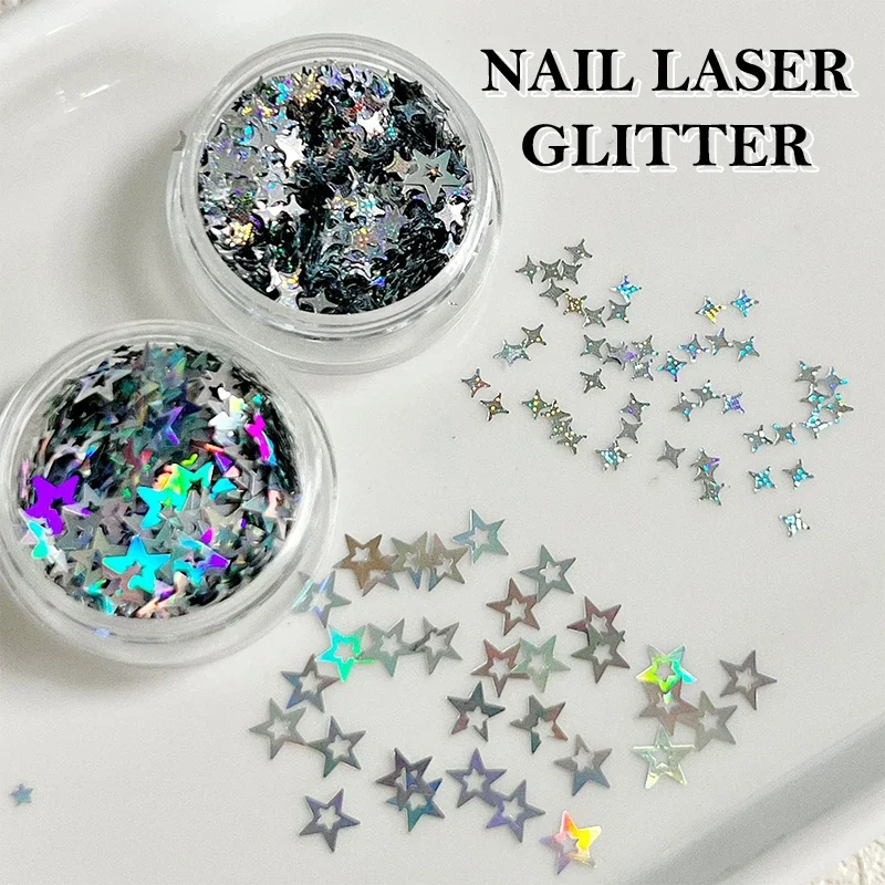 Star Glitter เลเซอร์เล็บ Flake แฟลช Pentagram ขนาดเล็กเล็บเลื่อม Kawaii DIY อุปกรณ์แต่งเล็บเล็บ Charm