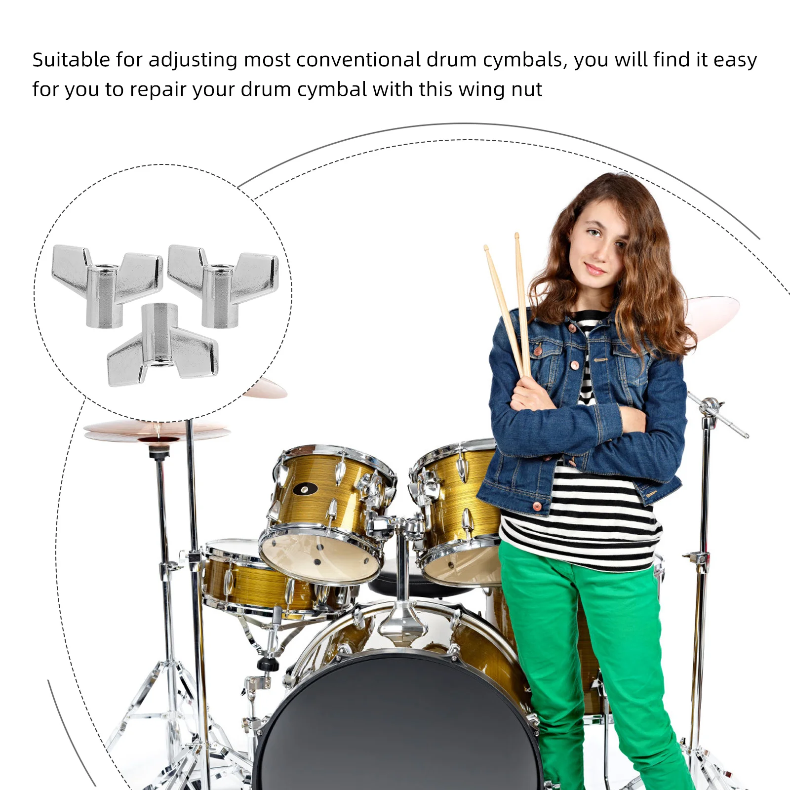 

3 Pcs Cymbal Stand Nut Drum Nuts Parts Replace Key Drums Accessories Screws Alloy Wing