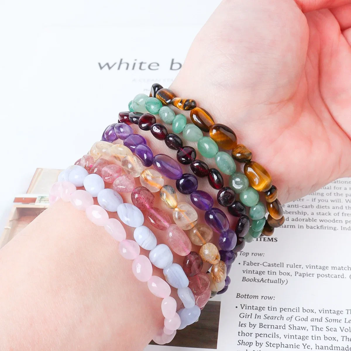 Bracelet en quartz en pierre naturelle pour femmes, perles de gravier ébréchées, en cristal irrégulier, bijoux de santé d'amour