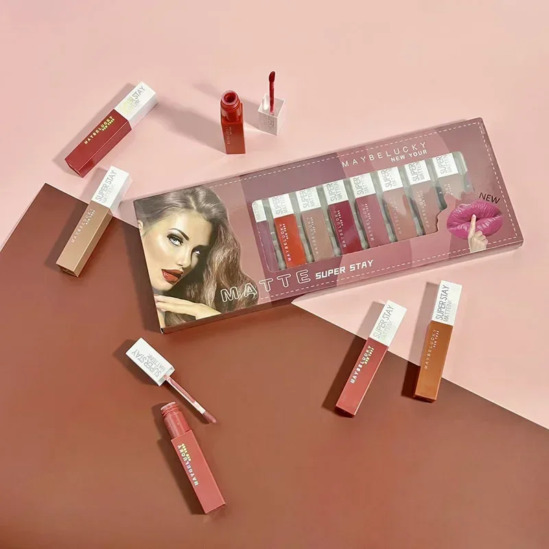 Lápiz labial mate de 12 colores para mujer, Pintalabios antiadherente, resistente al agua, de larga duración, maquillaje de labios, venta al por