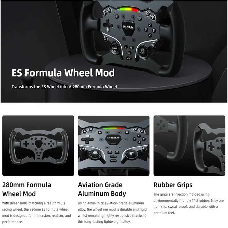 Racing ES Formula Wheel Mod 280mm Aviation Grade Aluminum Body Specially Designed and Adapted for the ES Wheel