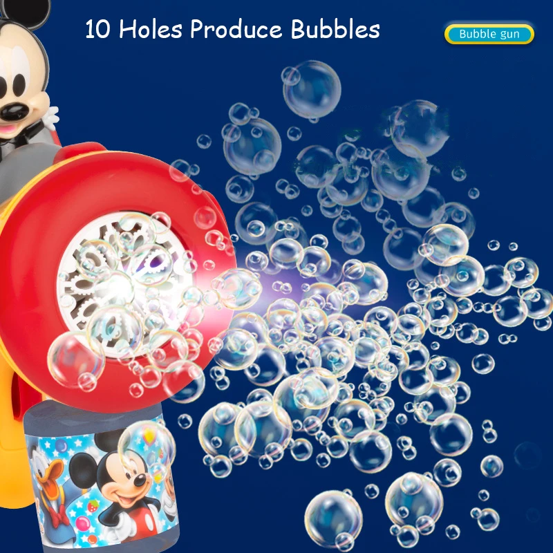 Mickey Mouse Electric Bubble Gun Kids Toy Bubbles Machine Automatic Soap Blower With Light Outdoor Games Boys And Girls Gift