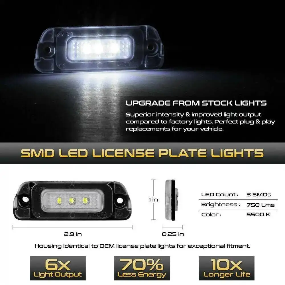 Tcart 2pcs For Mercedes-Benz W164 X164 W251 Car License Plate Light R-class Gl-class Ml Class Decoding License Plate Lamps