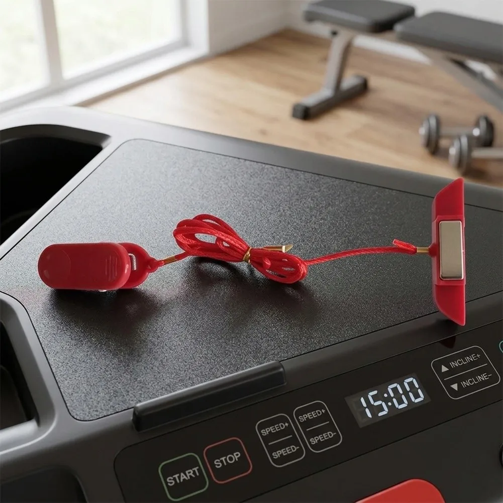 Treadmill Safety Key Stop Switch 2 Pack Red Trapezoid Sloped Insert With Pull Cord And Clip For Running Fitness Equipment