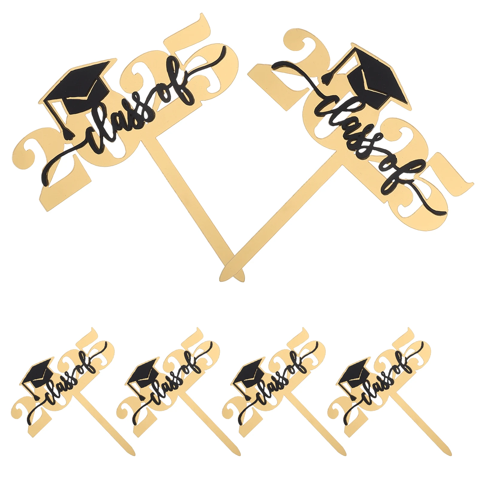 

6 Pcs Toppers Graduation Acrylic Graduation Cake Topper Cap Diploma Decorations Reusable Party Supplies Cake Insert