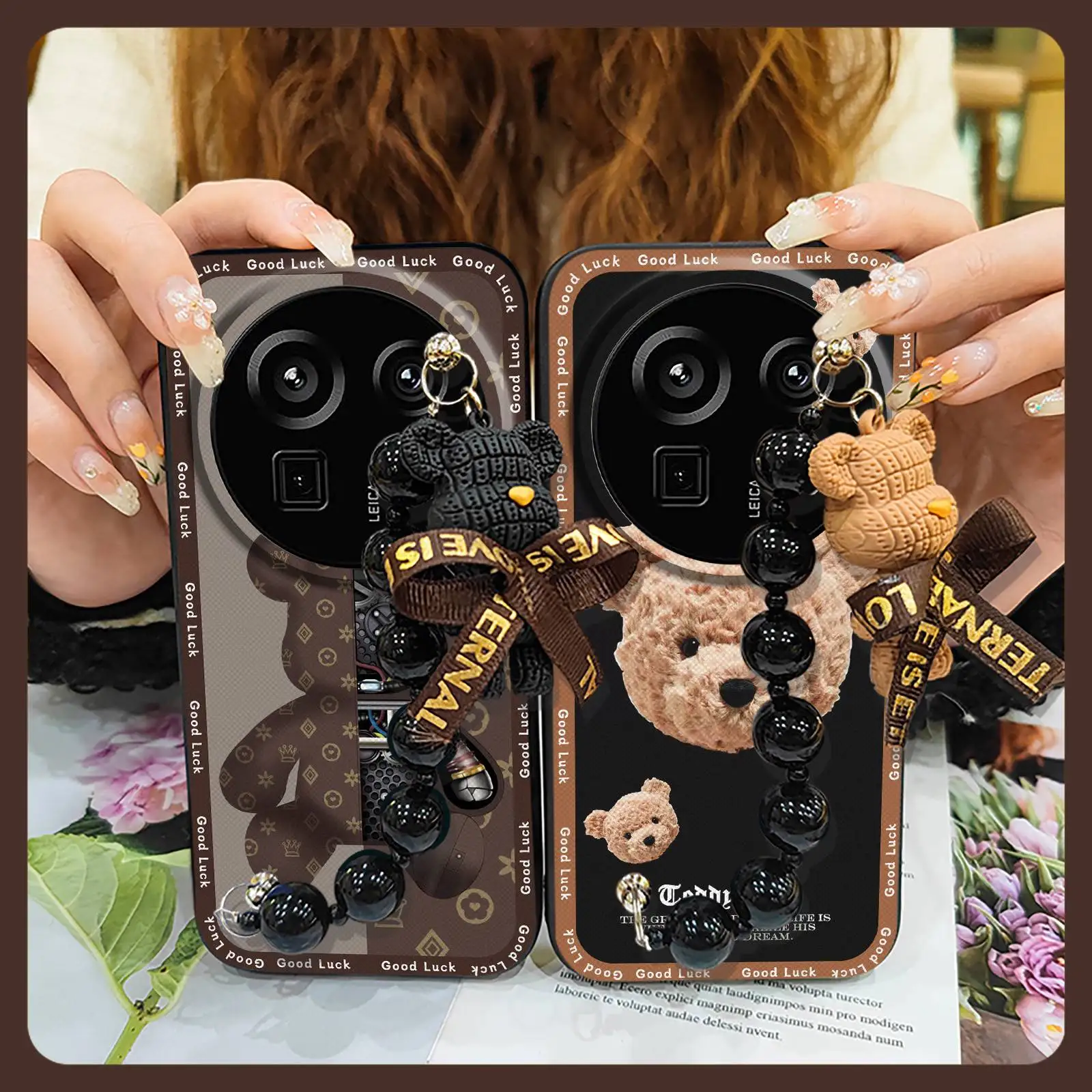 Dirt-resistant Anti-knock Phone Case For Sharp Aquos R9 Pro/SH-54E Back Cover Cartoon Black pearl pendant soft case