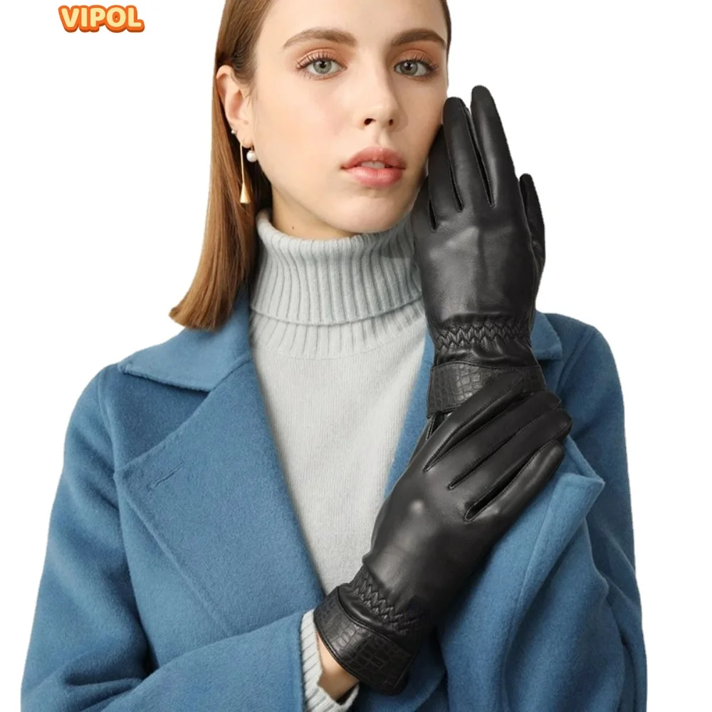 

Winter women's gloves, windproof, waterproof, warm and thickened riding goat skin touch screen golf gloves women