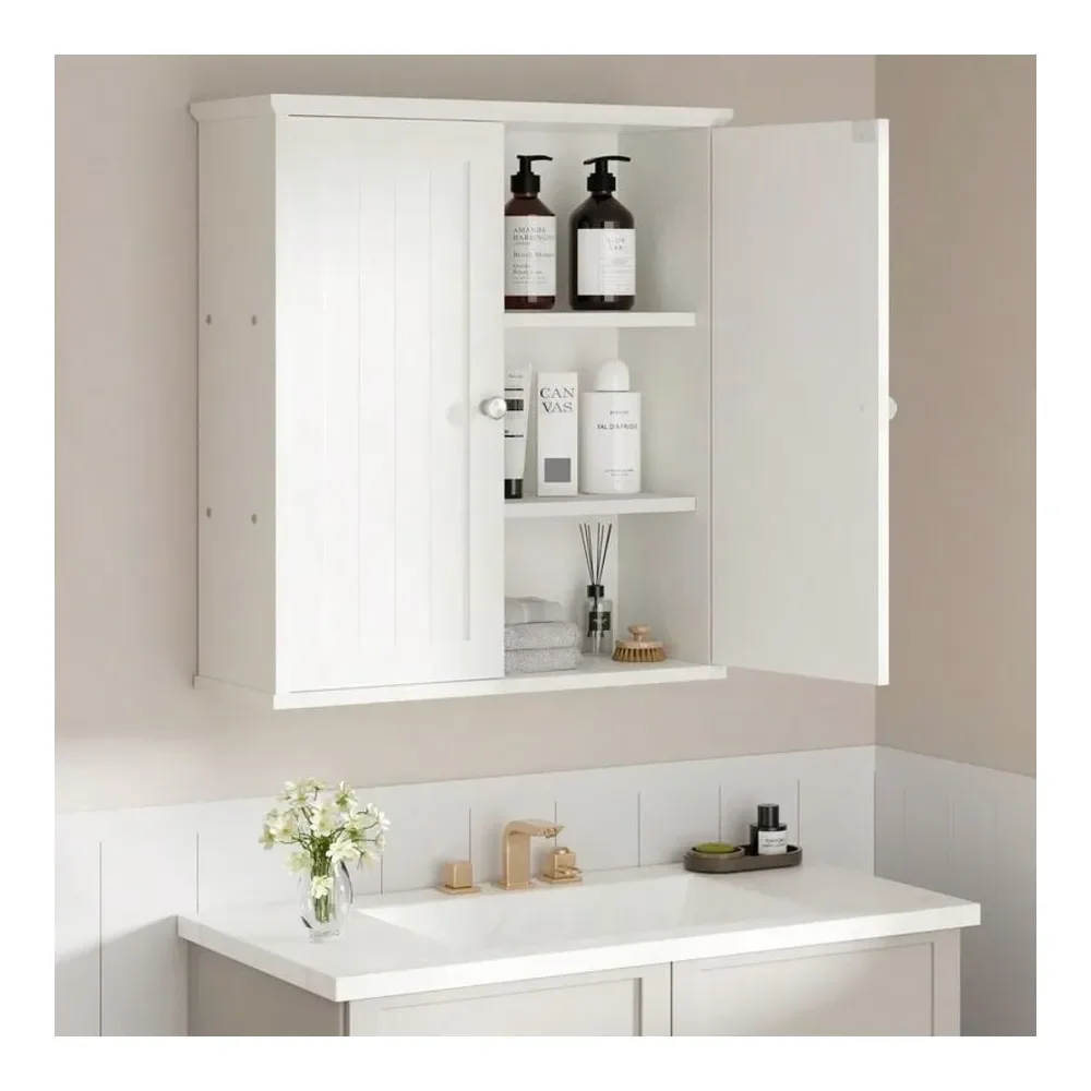 

Wall Cabinet, Space Saver Storage Cabinet, Medicine Cabinet Organizer With 2 Door Shelves, Hanging Cupboard Furniture