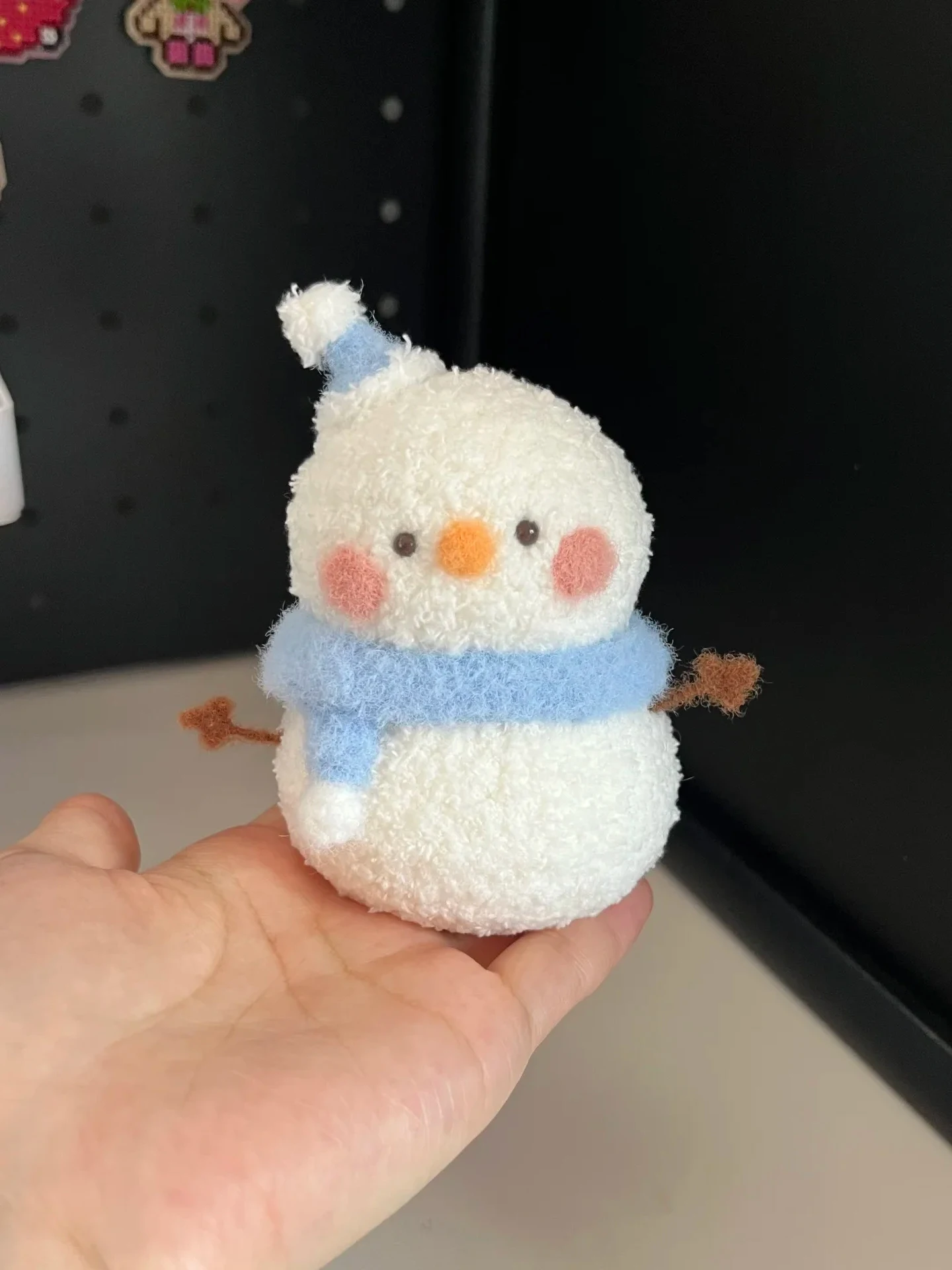 

Hand Knitted Small Snowman Doll Hanging Ornament Crochet DIY Material Kit Time Killer Adult Gift Boredom Buster Yarn Material