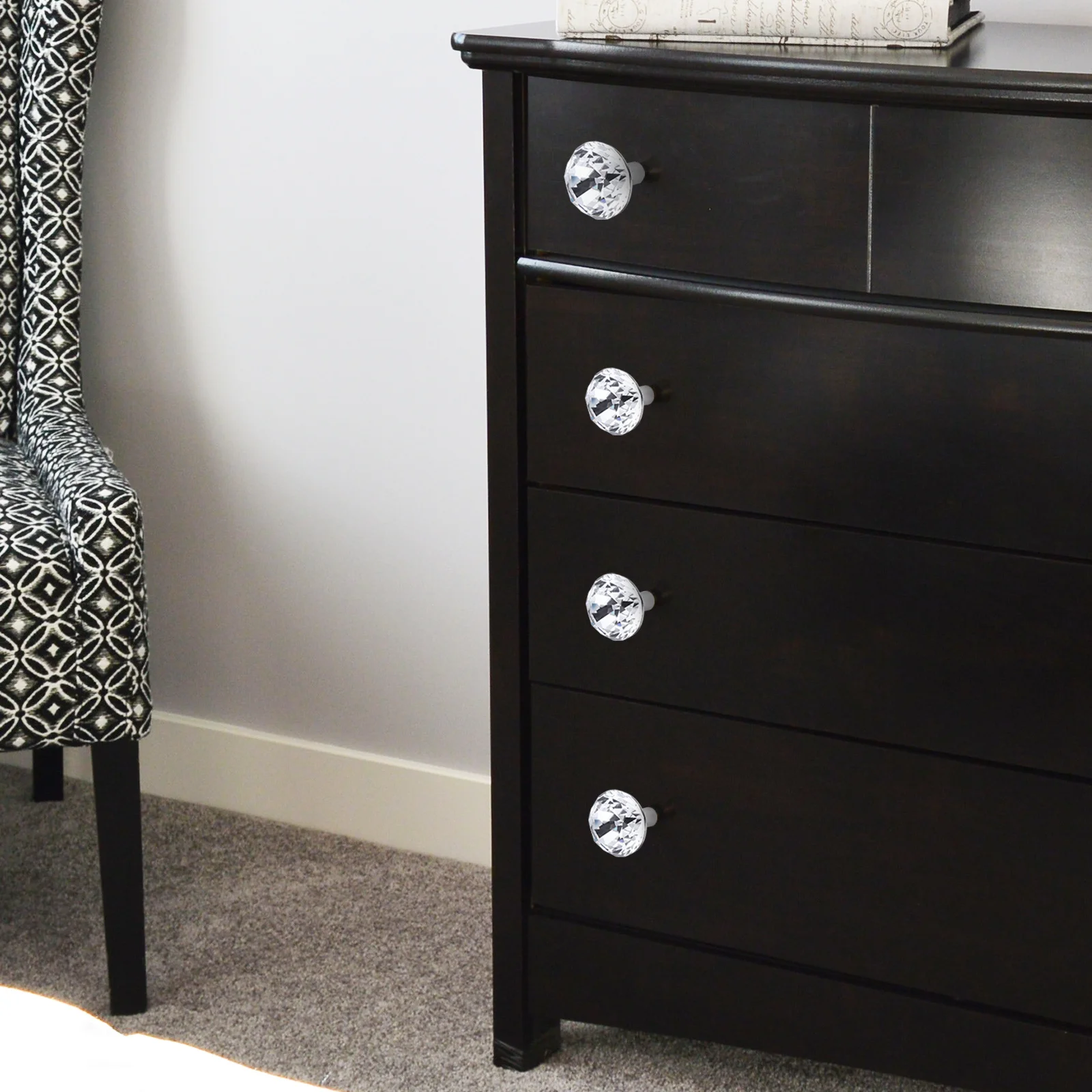 

4Pcs Acrylic Door Handles Diamond Design Stylish Wardrobe Handles Cabinet Grab Bars Heavy Duty Home Supplies Door Knobs