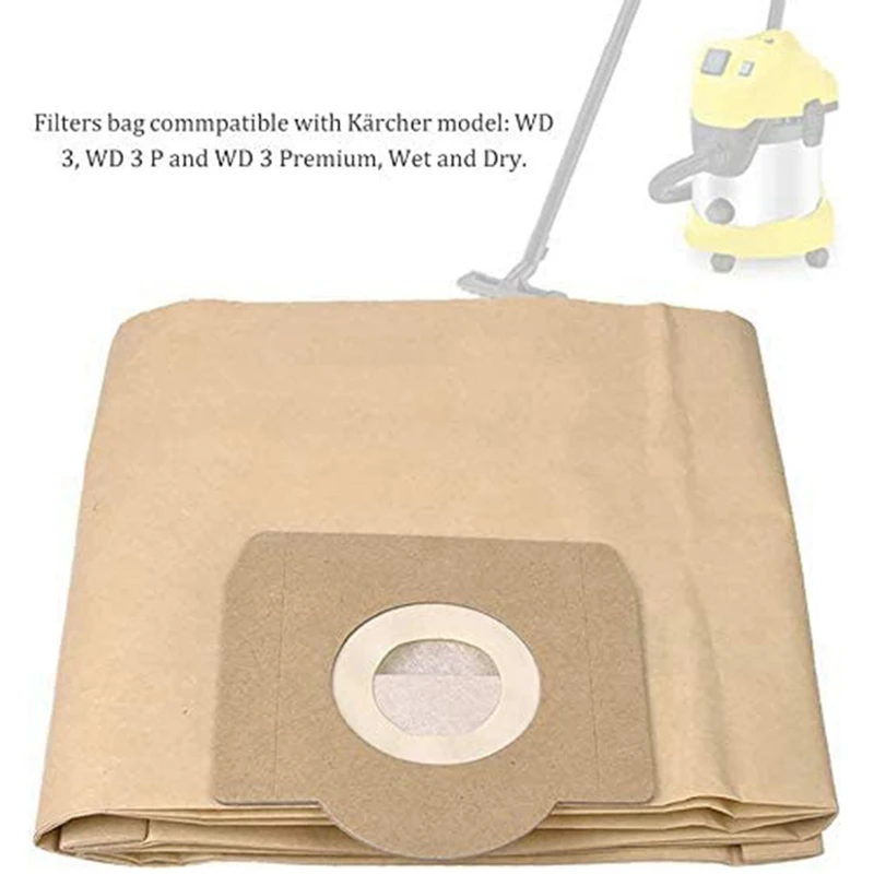 10 Pack 6.959-130.0 Paper Filter Dust Bag A 2201/2204/2504 for Karcher WD3 WD3P Wet & Dry Vacuum Cleaner Replacement