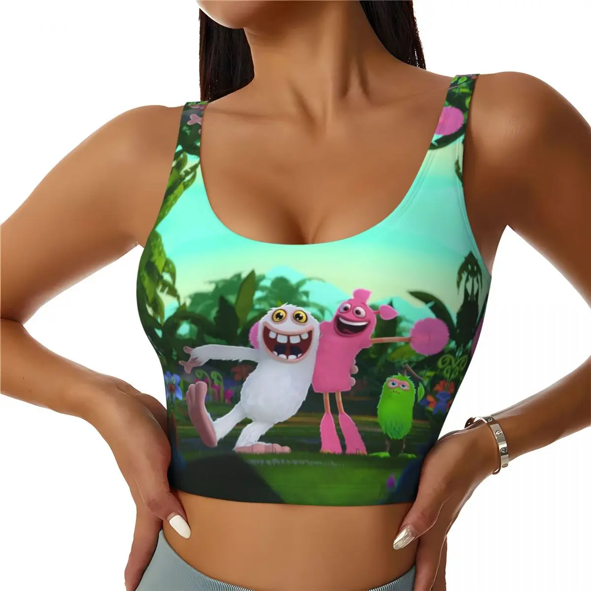 

Custom My Singing Monsters Sports Bra for Women Cartoon Anime Game High Impact Workout Yoga Crop Top