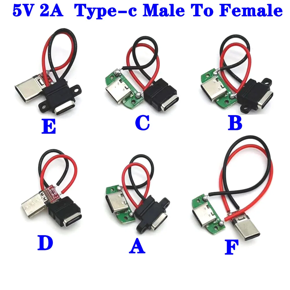 Micro 5V 2A USB Type-C 2Pin Horizontal / Vertical 2P Simple Soldered Male Plug-in Board Quick Charging USB-C Connector