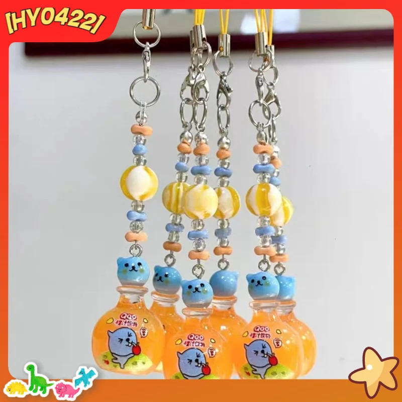 

Цепочка для телефона ручной работы: милая, необычная, в виде оранжевой бутылки из-под газировки, с бусинами, эстетичная, модная, персонализированная подвеска для телефона для женщин и девушек