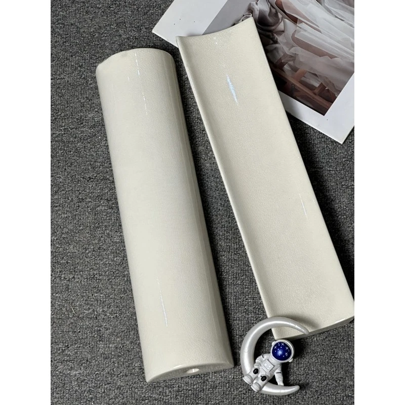 White crack long arc ceramic art handmade brick background wall tile
