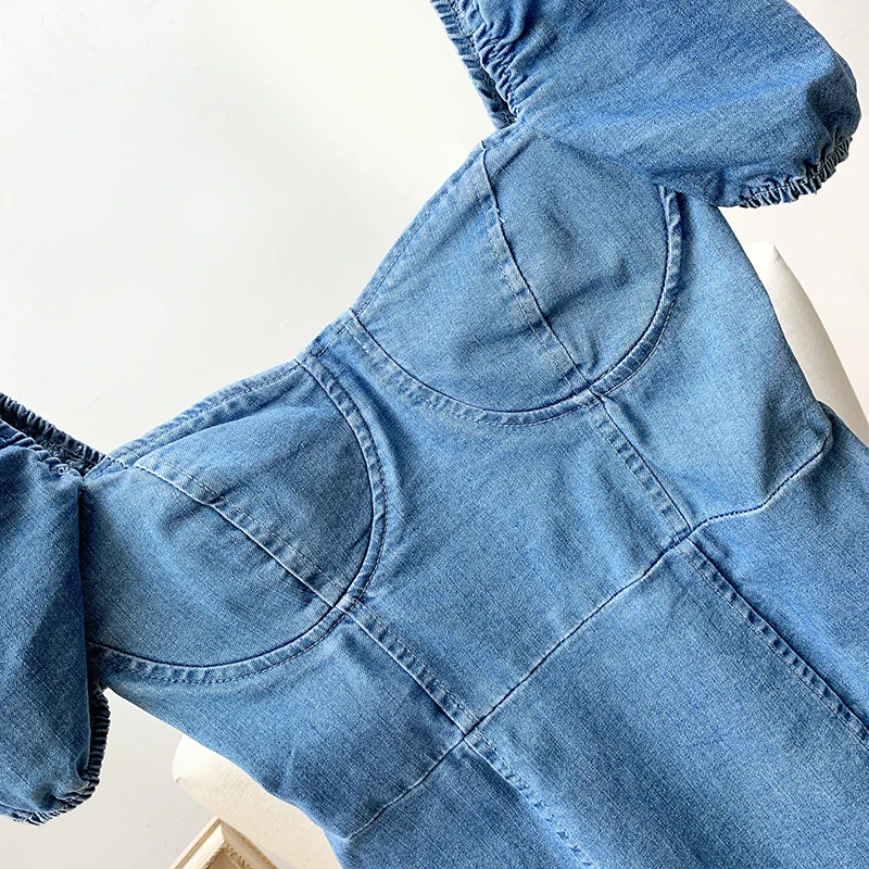 Retro Hong Kong Sle Hohe Taille Gerade Bein Denim Dr frauen Bodycon Rock Sommer Casual ort Sve Zipper Ba Dr