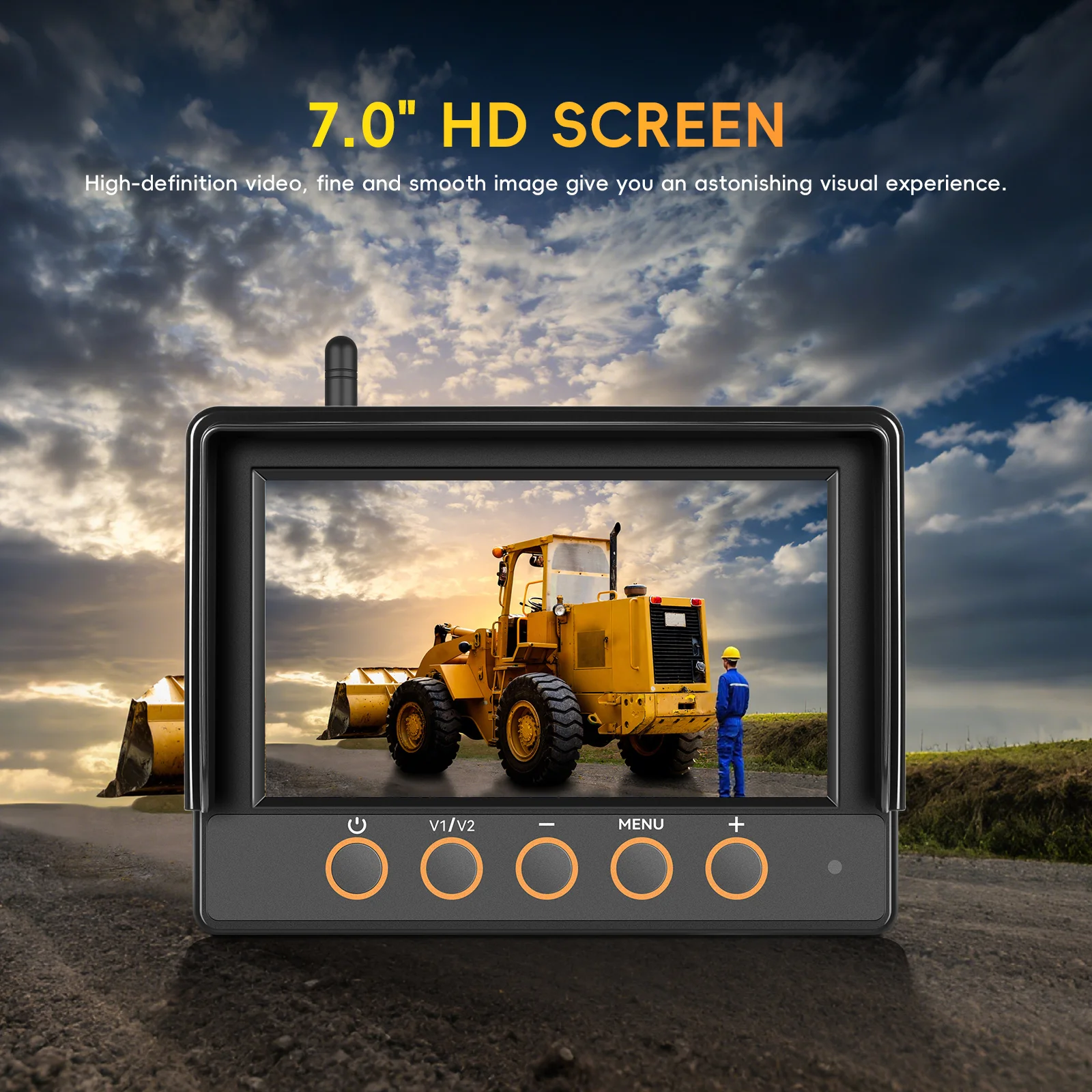 Podofo Kabelloser Auto-Monitor mit 720P Rückfahrkamera, Auto-Backup, IP68 Wasserdicht, BSD Manueller Fokus, Punkt-Warnung für Auto und LKW – Detail 7