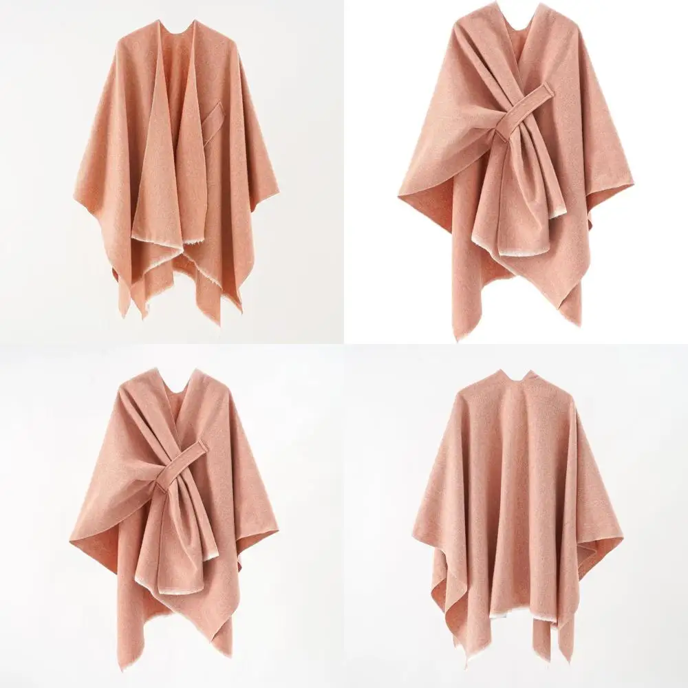 

Элегантная розовая шаль-пончо, накидки, мягкие открытые кардиганы спереди, большие одеяла, теплые на осень-зиму