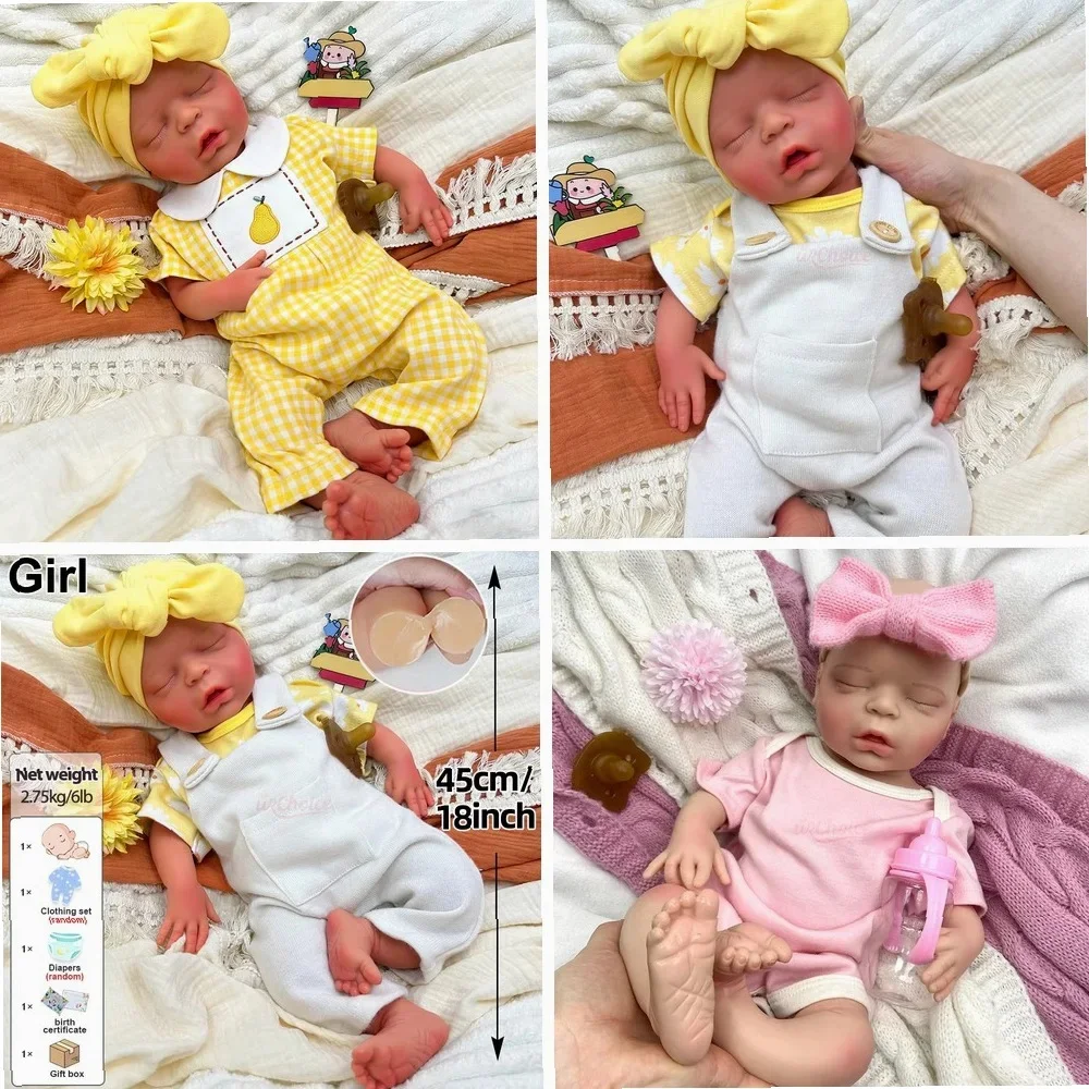 18-Inch Realistic Silicone Reborn Baby Doll, Anatomically Correct for Collectors