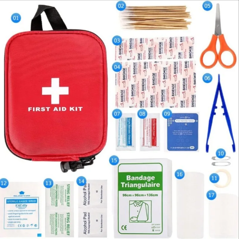 First Aid Kit, 184 Piece Compact Medical Survival Kit/Box With Lightweight Hard Case For The Car, Motorcycle, Home, Workplace,